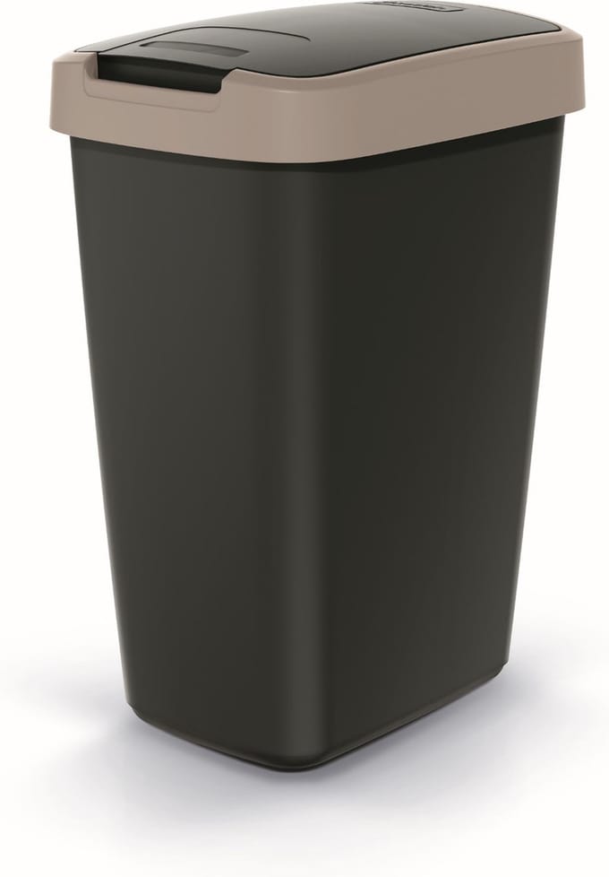 Prosperplast - Prullenbak / Afvalbak 25L - Zwart met lichtbruin frame