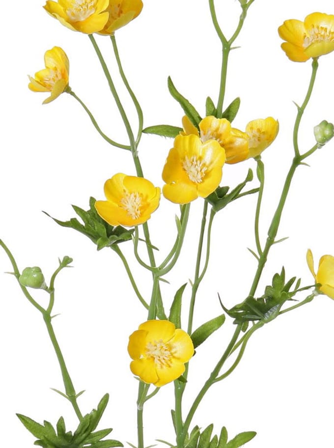 Boterbloemspray shiny 68 cm x12flrs, 3knp 7lvs kunstbloem zijde nep...