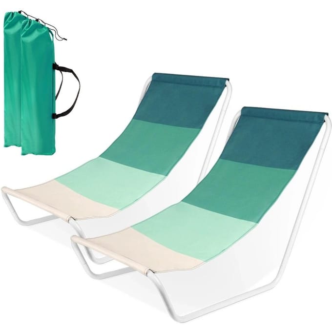 Vilde - Strandstoelen - Opvouwbaar - 2 stuks - Groene Polyester - Sterk Metalen Frame