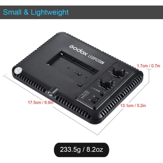 Godox LEDP120C Ultradunne 12W LED-videolamppaneel Invullamp op camera gray