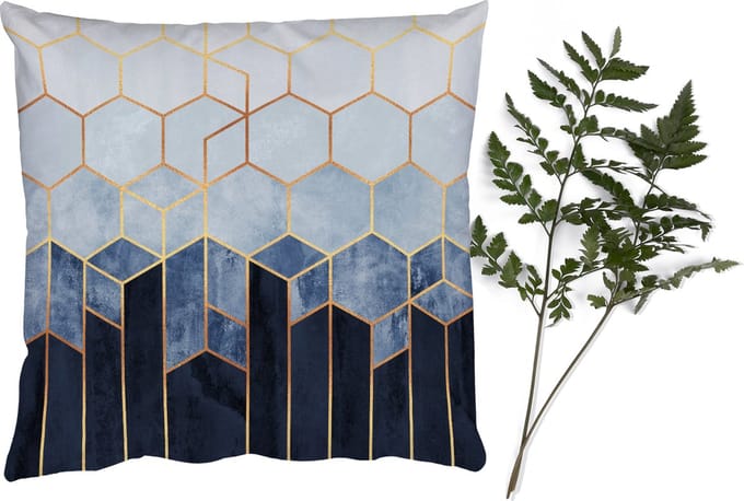 Sierkussens - Kussentjes Woonkamer - 45x45 cm - Hexagon - Gold - Luxe - Patronen