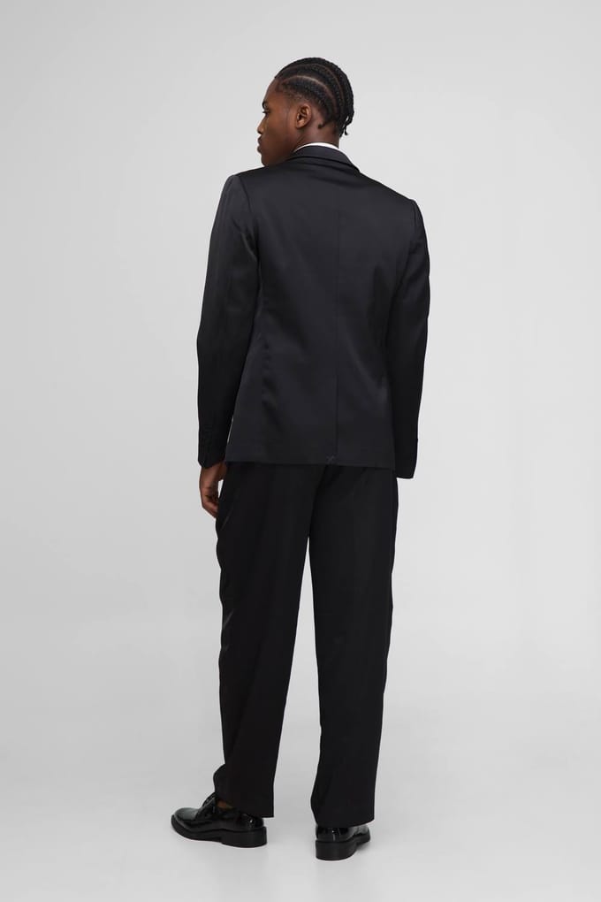 Slim Fit Satijn Blazer | Black | Size 40