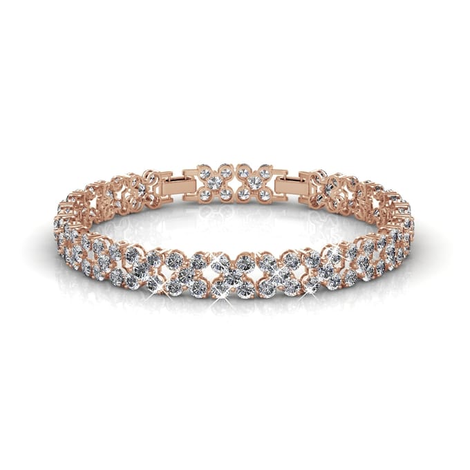 Bloemige armbanden - Roségoud en kristal