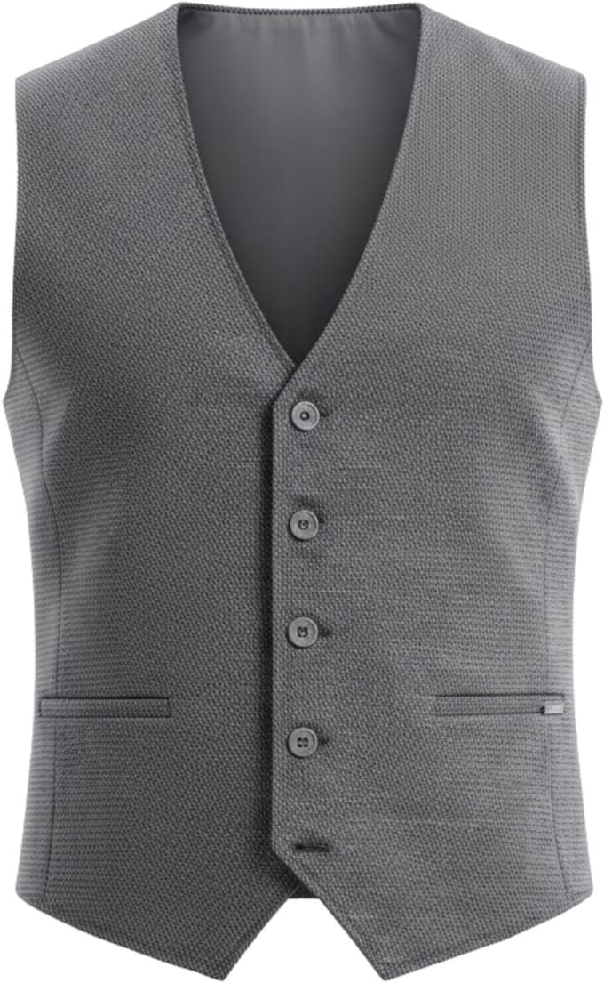OMBRE Gilet - Slim Fit - Knopen - Gemeleerd Grafiet M