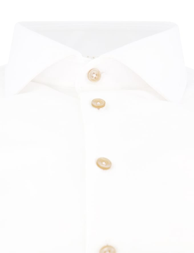 katoenen Ledub wit overhemd effen normale fit jersey