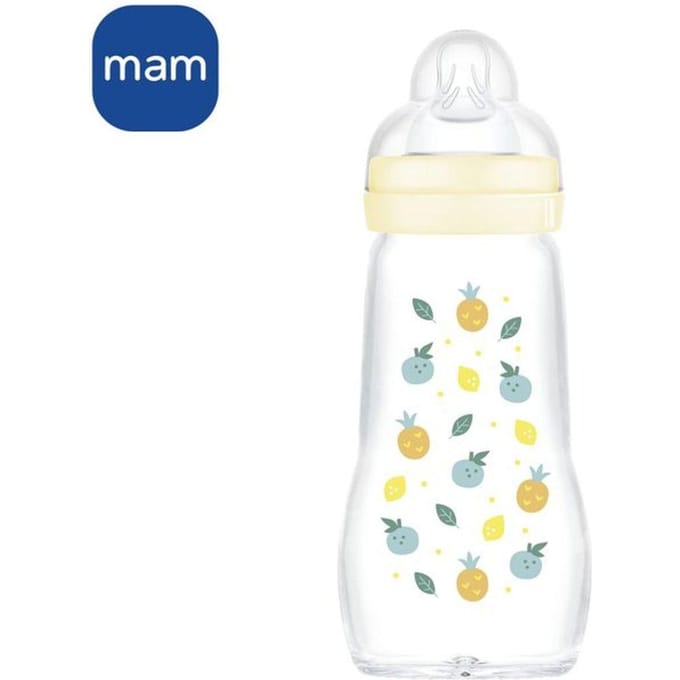 MAM Biberon Verre Nature - 260ml - Lin - Tétine Débit 2