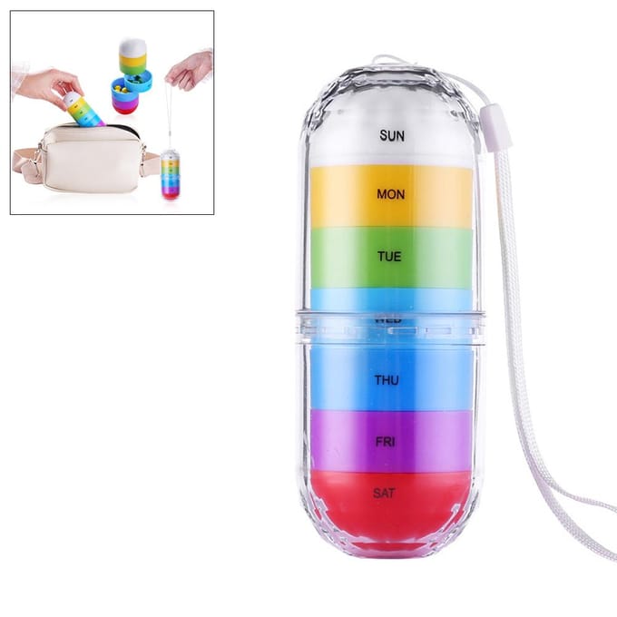 Pillendoos Organizer Tablethouder 7 Dagen Medicijn Tabletten Medicijn Houder Opbergdoos Pillendoosje Etui Organizer Containers white