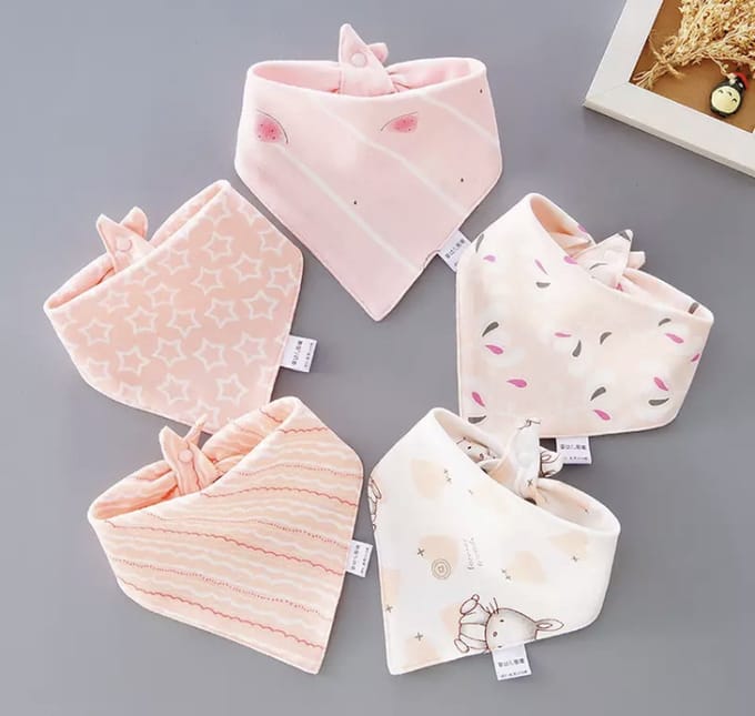 Il BAMBINI - set van 5 Bandana Slabbetjes voor baby - lichtroze