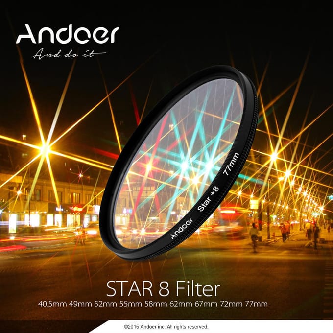 Andoer 67mm UV + CPL + gros plan + 4 + étoile Kit de filtre circulaire à 8 points filtre polarisant circulaire 67 mm black