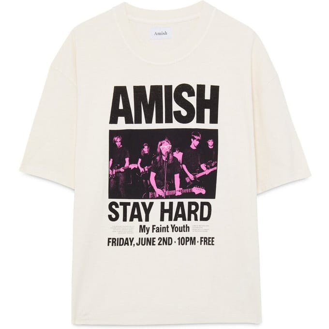 T-shirt Amish unisex crop jersey blijf hard geverfd - ecru