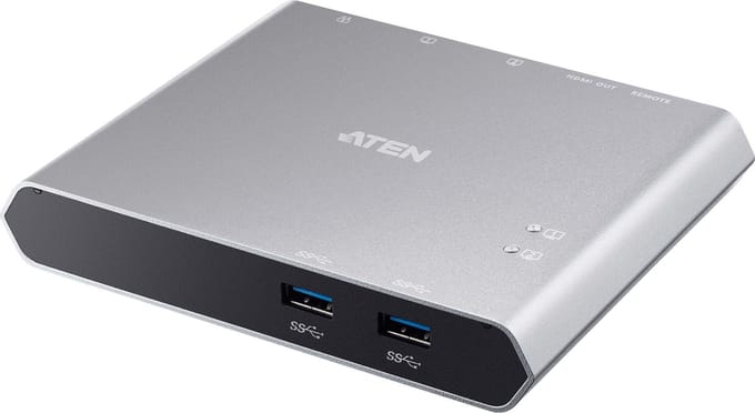 ATEN 2-Port USB-C Gen 1 Dock Schakelaar USB hub - 2 - Zwart
