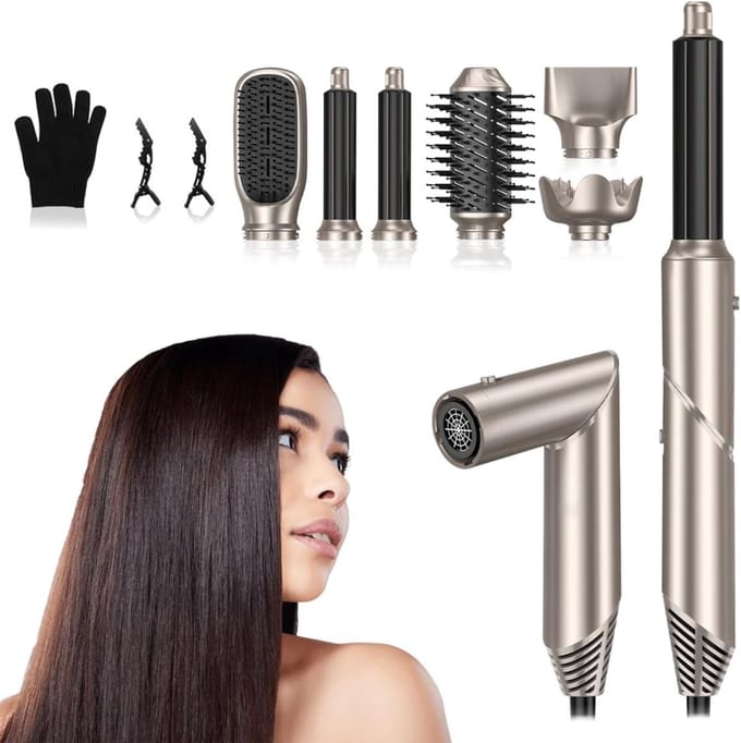 MRKK® Fohnborstel - Stylingtool Haar - Haardroger met Borstel - Multistyler - Grijs