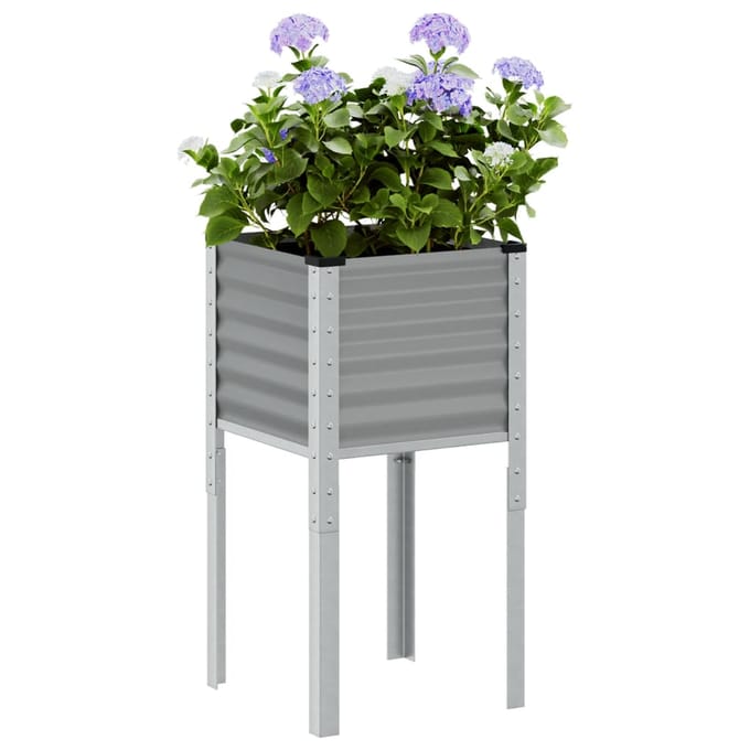 vidaXL - Plantenbak - 45x45x88 - cm - staal - grijs