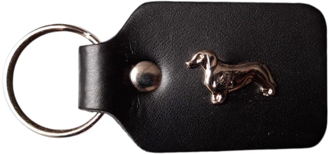Leren Sleutelhanger - Tassenhanger - Teckel - Hond - Zwart