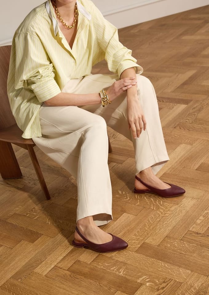 Manfield - Dames - Bordeaux rode leren slingbacks - Maat 37