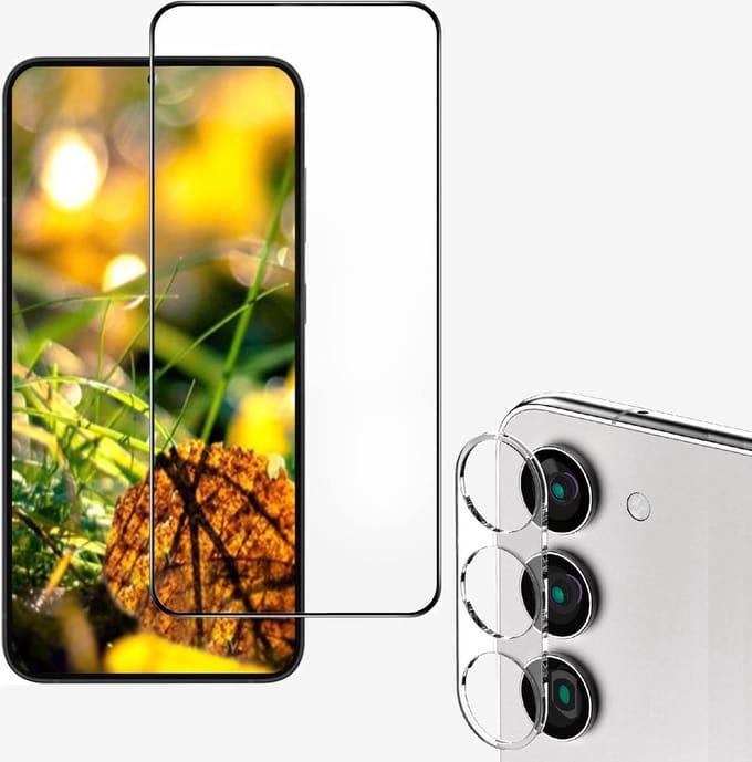 Volledige Screenprotector 2x en Camera lens protector 2x - Glasplaatje - Tempered glass Screen protector Geschikt voor: Samsung Galaxy S23 Plus - Beschermglas