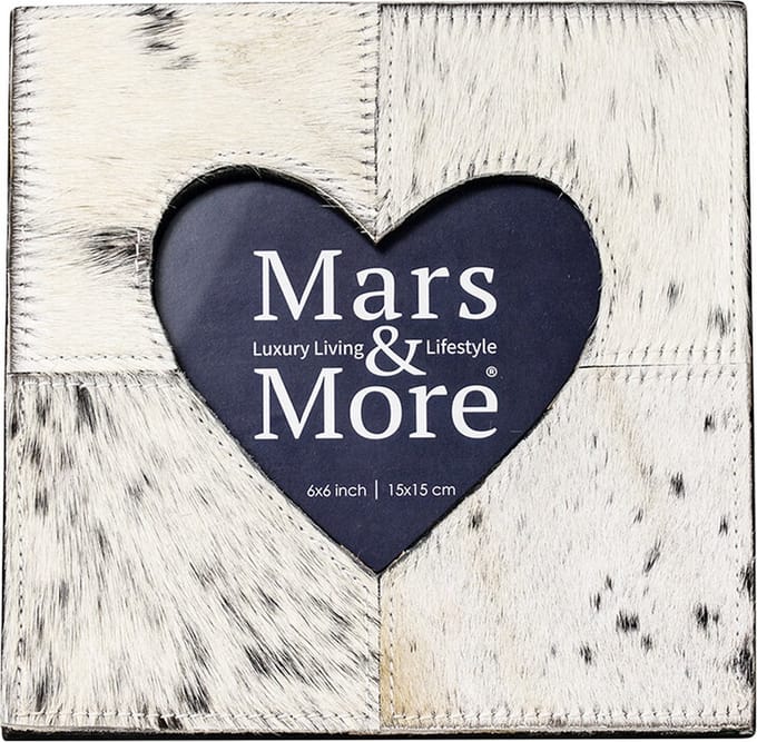 Mars&More Fotolijst koe hart zwart/wit 20x20cm leer