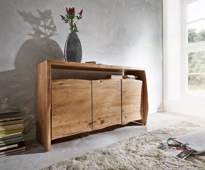 Commode Live-Edge acacia natuur 145 cm 3 deuren 1 vak dressoir
