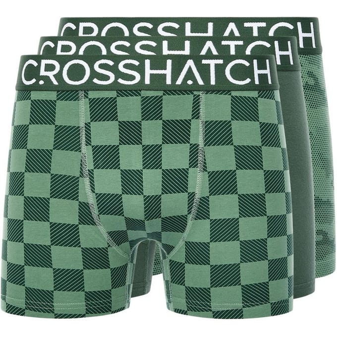 Crosshatch Heren Bresler Boxershorts (Set van 3) (Groen)