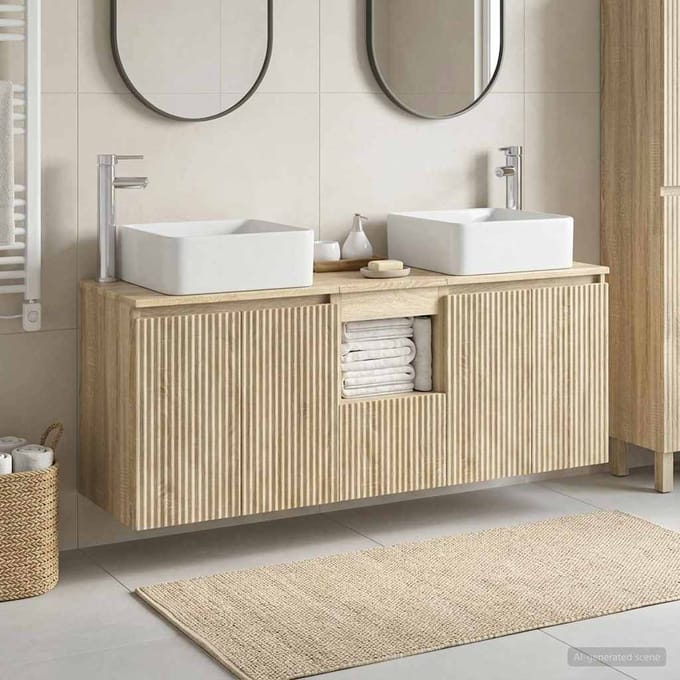 vidaXL - Badkamerkast - set - 3 - st - Sonoma - Eiken - 135 - x - 35 - x - 80 - cm