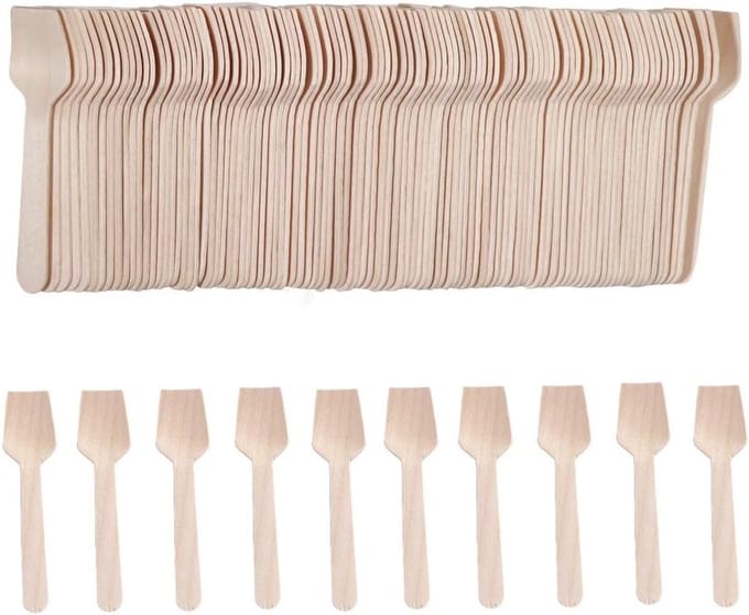 Houten Wegwerp Lepels, 100 stuks - IJslepels, Mini Bestek