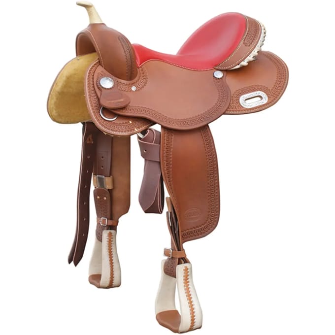 Houten barrelzadel voor paard van leer Pool's Rawhide