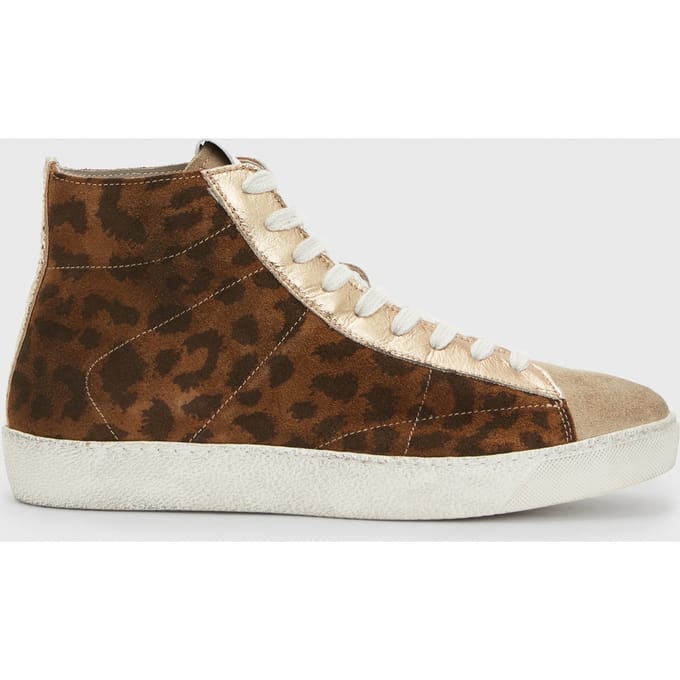 AllSaints Tundy Leopard High T Tan Brown Größe: 37 | Trainers Outlet | Damen | Braun