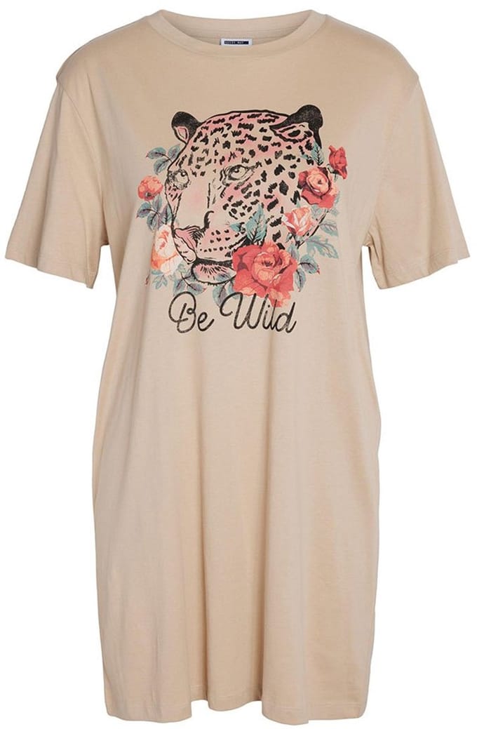 Noisy May Zodiac Jurk Met Korte Mouwen Beige XS Vrouw