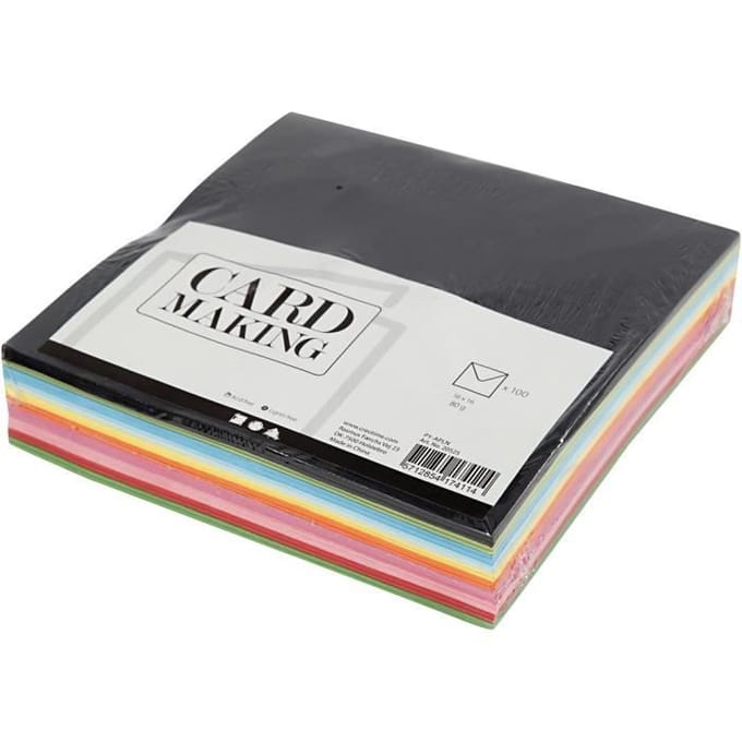 CC Coloured Envelopes, envelope size 16x16 cm, 80 g, assorted colours, 10x10 pc/ 1 pack