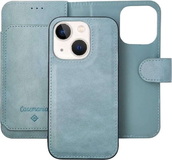 Cityhoesje - iPhone 13-14 - Bookcase incl. Pasjeshouder - Licht Blauw