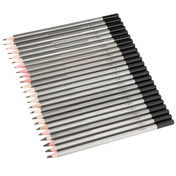 24Pcs Sketch Art Graphite Drawing Pencil NOn toxic Colored Paint  Pencil 9H-14B gray