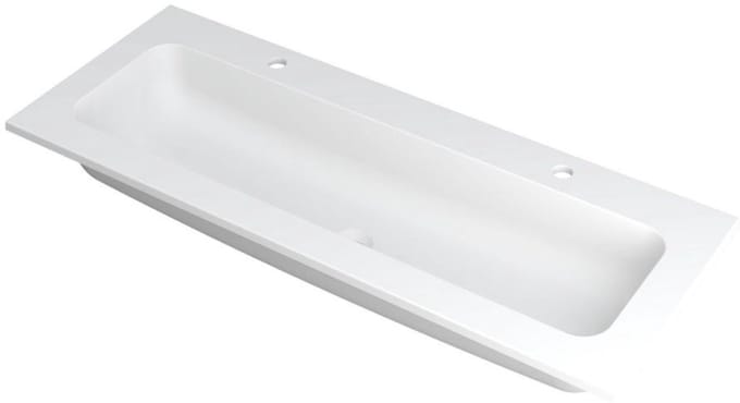 INK Faktor Wastafel Polystone Centraal met 2 Kraangaten - 1200x450x15 mm - Mat Wit
