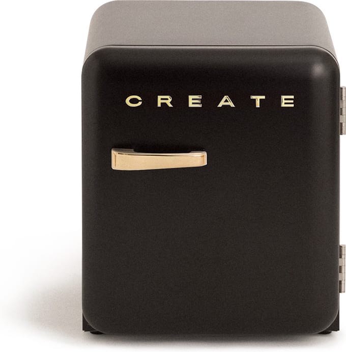 CREATE - Koelkast in retrostijl - Zwart - Handvat Goud - FRIDGE RETRO 48L