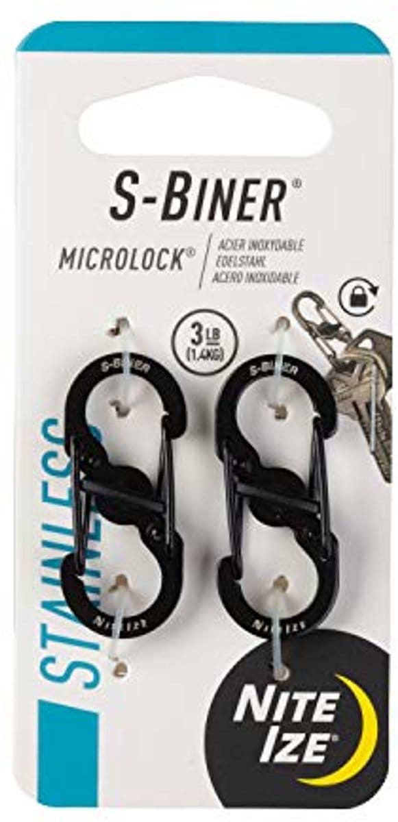 MicroLock Carabiner Set van 2 - Extra Veilige, Duurzame Aluminium Haak - Zwart