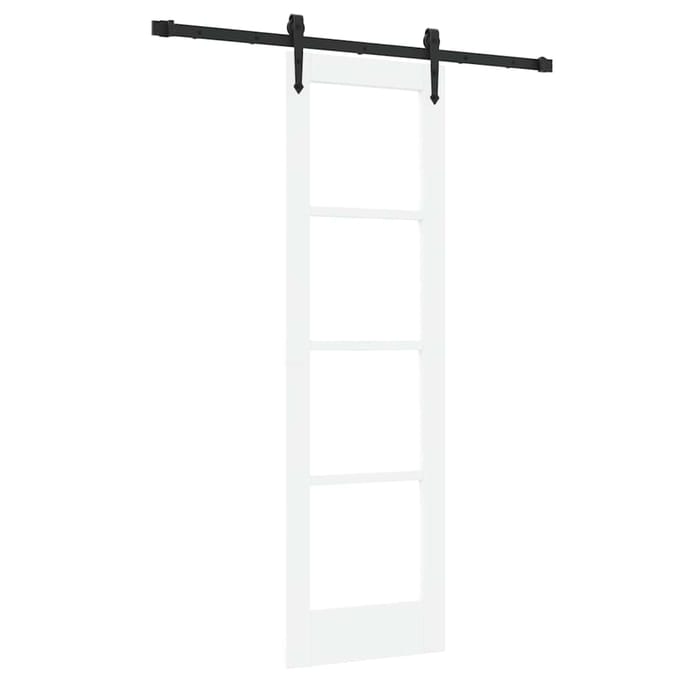 vidaXL - Schuifdeur - ORKDAL - 61 - x - 198,5 - cm - Massief - grenenhout - en - glas - Wit