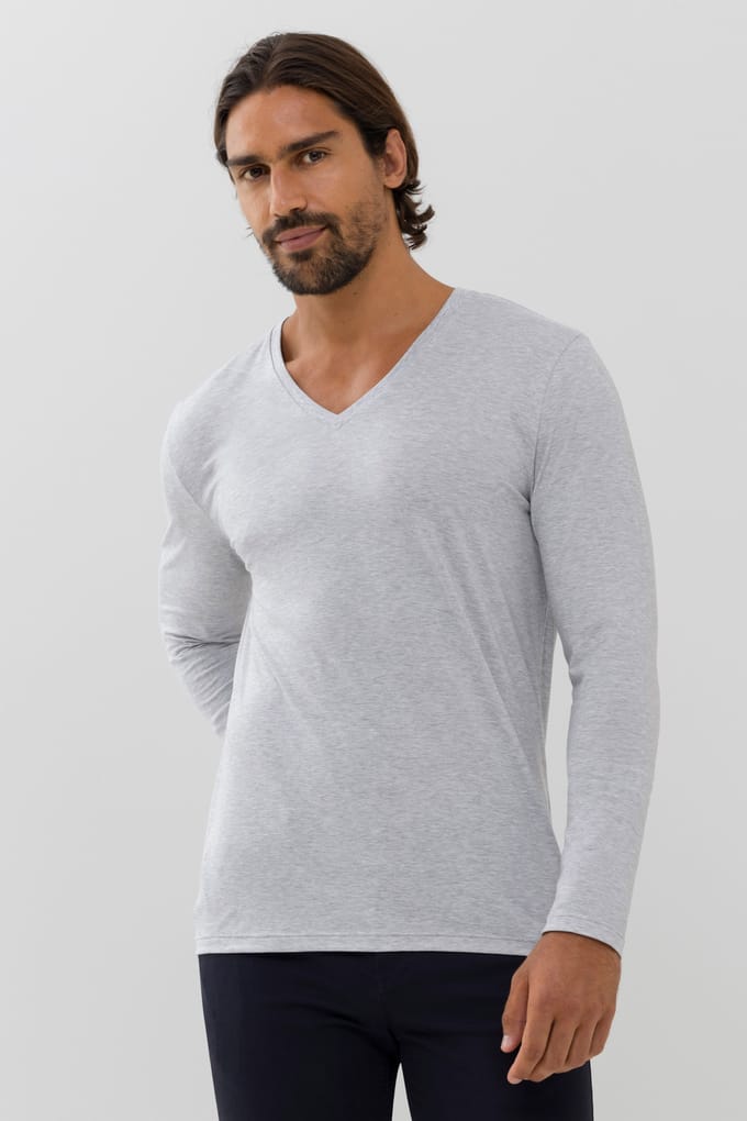 Shirt met lange mouwen Serie Dry Cotton Colour Light Grey Melange