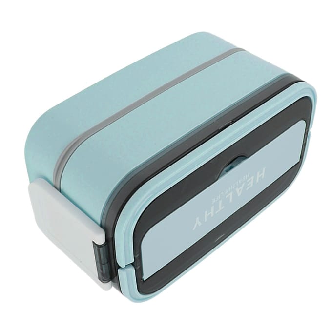 Double Layer Bento Box 316 Stainless Steel Compartment Portable Lunch Box with Cutlery for Work L bleu ciel