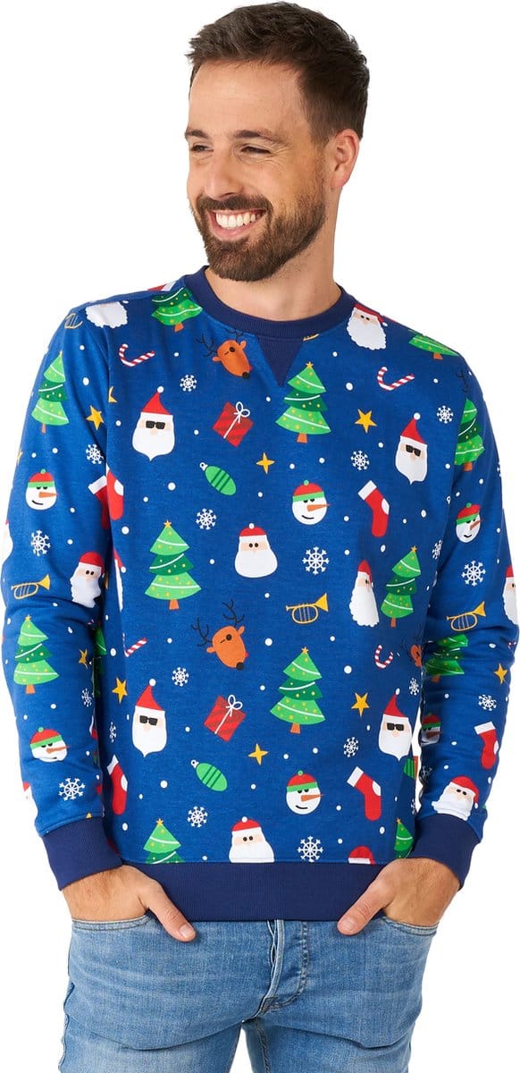OppoSuits Festivity Blue - Heren Sweater - Kerst - Foute Kersttrui - Blauw - Maat XXL