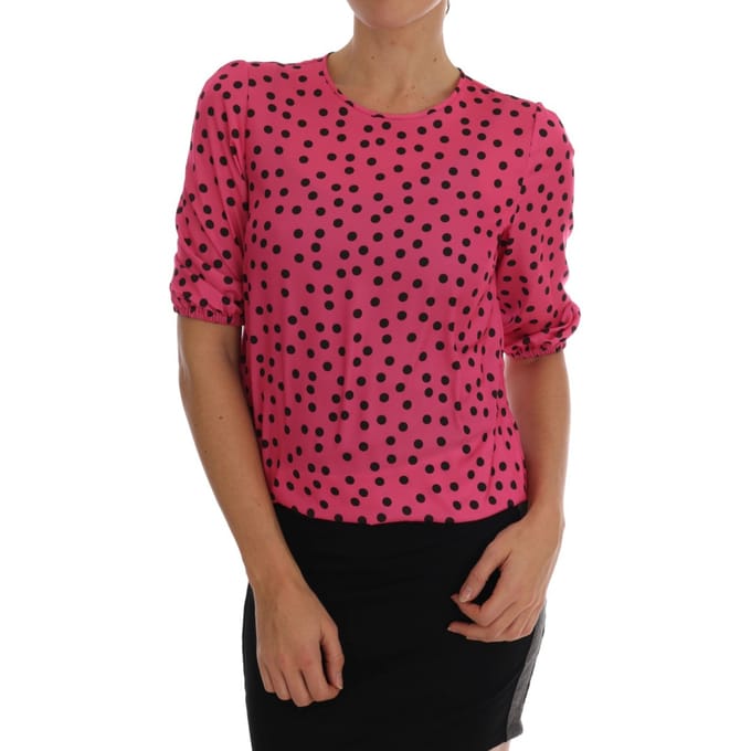 Dolce & Gabbana Roze Gestippelde Zijde Blouse
