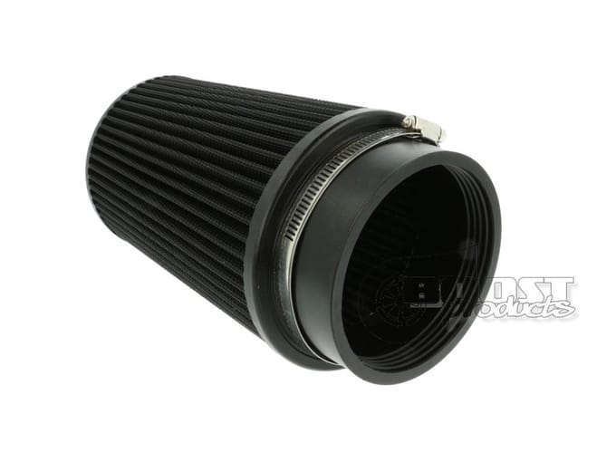 Universeel luchtfilter 200mm / 100mm aansluiting, zwart