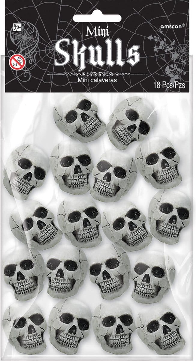Amscan Doodshoofden Mini 5 X 2,25 Cm Wit 18 Stuks