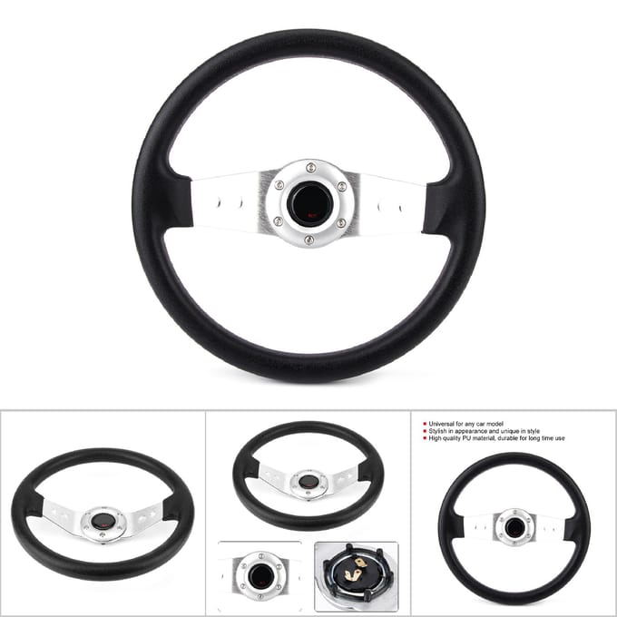 Stijlvol Uniek Auto Universeel Stuurwiel Accessoires Auto Onderdelen Zwart en Zilver white