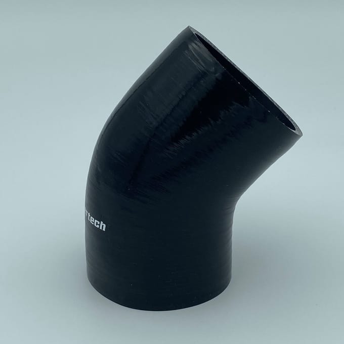 45 Graden bochten silicone - Zwart, 95mm