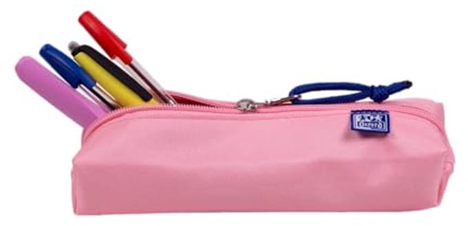 Rechthoekig roze etui met rubber - 22 cm