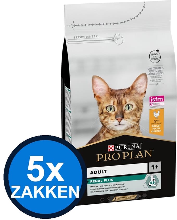 5x Pro Plan - Adult Renal Plus Kip - Kattenvoer Droogvoer - 1.5 kg