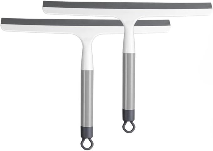 Glas Reiniger - Douche Schraper - Streeploos Reinigen - Lichtgewicht Constructie - 2 Stuks - Grijs