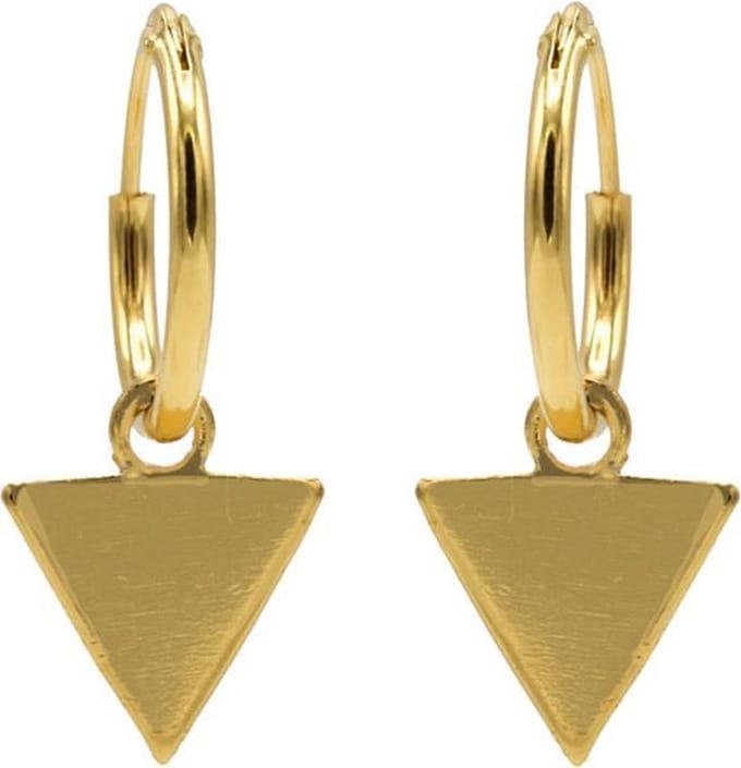 Karma Hoops Symbols Triangle Silver Goldplated Oorbellen  - Goud