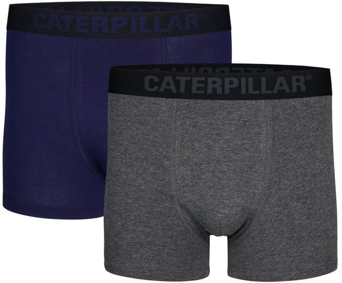 CAT Heren Boxershorts 2-Pack Effen Grijs/Blauw - Maat L