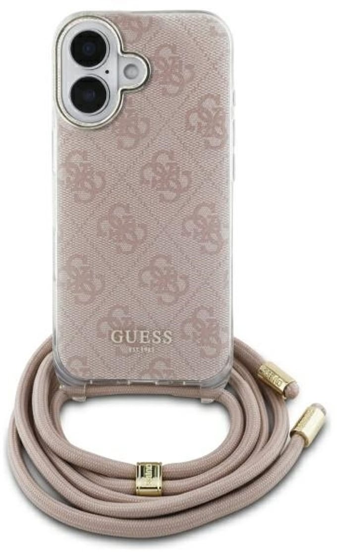 Guess Crossbody Cord - iPhone 16 Etui - 4G Print - Róż