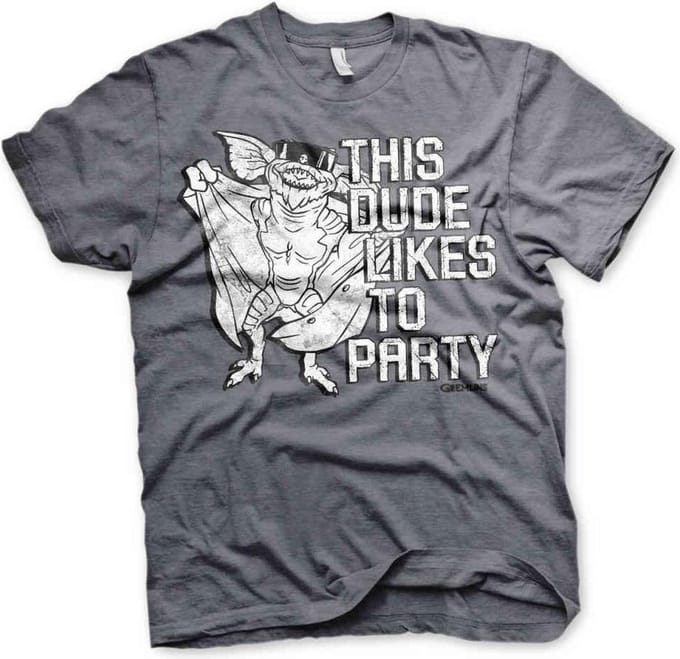 Gremlins Heren Tshirt -S- This Dude Likes To Party Grijs